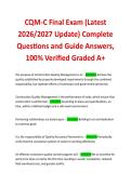 CQM-C Final Exam &lpar;Latest 2026&sol;2027 Update&rpar; Complete Questions and Guide Answers&comma; 100&percnt; Verified Graded A&plus; 