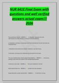 NUR 641E Final Exam with&NewLine;questions and well verified&NewLine;answers actual exam&excl;&excl;&excl;&NewLine;2026