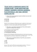 TEXAS VEHICLE EMISSIONS INSPECTOR &NewLine;LICENSE EXAM &ndash; EXAM QUESTIONS AND &NewLine;CORRECT ANSWERS &lpar;VERIFIED ANSWERS&rpar; &NewLine;PLUS RATIONALE &vert; 2027 Q&A &vert; INSTANT &NewLine;DOWNLOAD PDF