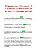 EDPNA exam study guide created by JB 2026 Complete Questions and Answers&comma; 100&percnt; Verified &lpar;2026 &sol; 2027&rpar; Graded A&plus; 