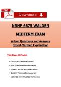 NRNP 6675 MIDTERM EXAM  &NewLine;PMHNP Care Across the Lifespan II - Walden University &NewLine;Actual Qs and Ans Expert-Verified Explanation