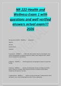 NR 222-Health and&NewLine;Wellness-Exam 1 with&NewLine;questions and well verified&NewLine;answers actual exam&excl;&excl;&excl;&NewLine;2026