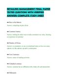 RETAILING MANAGEMENT FINAL PAPER&NewLine;TESTED QUESTIONS WITH VERIFIED&NewLine;ANSWERS COMPLETE STUDY SHEET&NewLine;