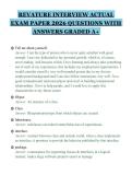 REVATURE INTERVIEW ACTUAL&NewLine;EXAM PAPER 2026 QUESTIONS WITH&NewLine;ANSWERS GRADED A&plus;&NewLine;