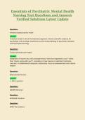 Essentials of Psychiatric Mental Health Nursing Test Questions and Answers Verified Solutions Latest Update 2