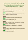 Essentials of Psychiatric Mental Health Nursing Test Questions and Answers Verified Solutions Latest Update 3