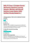 DHN 101 Exam 3 Complete Review&colon; &NewLine;300 Practice Questions Covering &NewLine;Vitamins&comma; Minerals&comma; and Lifecycle &NewLine;Nutrition &lbrack;Latest Update 2026&sol; &NewLine;Verified&sol; Already Graded A&plus;&rsqb;