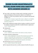 RHODE ISLAND ADJUSTER'S&NewLine;ACTUAL EXAM PAPER 2026 QUESTIONS&NewLine;WITH ANSWERS GRADED A&plus;&NewLine;