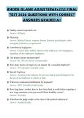 RHODE ISLAND ADJUSTER'S FINAL&NewLine;TEST 2026 QUESTIONS WITH CORRECT&NewLine;ANSWERS GRADED A&plus;