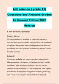 Life science  &NewLine;Questions and Answers Graded &NewLine;A&plus; Newest Edition 2026 &NewLine;Version