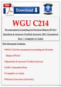 WGU C214 Pre-assessment Accounting for Decision Makers &lpar;PVAC&rpar; Questions & Answers &lpar;Verified Answers&rpar;&comma; 100&percnt; Guaranteed Pass &vert;&vert; Complete A&plus; Guide 