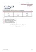 GE 5103 Quiz 1 Project Management I Trine 2026&sol;2027 &ndash; Questions and Answers &vert; 100&percnt; Verified &vert; Complete Verified Answers &ndash; Pass Guaranteed &ndash; A&plus; Graded&NewLine;&NewLine;