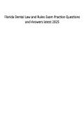 Florida Dental Law and Rules Exam Practice Questions & Answers 2026&sol;2027 &vert; Latest Study Guide & Exam Prep