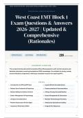 West Coast EMT Block 1 Exam 215&plus; Questions & Answers 2026&sol;2027 &vert; Updated & Comprehensive &lpar;Rationales&rpar;