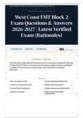 West Coast EMT Block 2 Exam 180&plus; Questions & Answers 2026&sol;2027 &vert; Latest Verified Exam &lpar;Rationales&rpar;