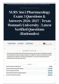 NURS 5663 Pharmacology Exam 3 50&plus; Questions & Answers 2026&sol;2027 &vert; Texas Woman-s University &vert; Latest Verified Questions &lpar;Rationales&rpar;
