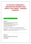 ICT 285 QUIZ 9 &lpar;ASSESSABLE&rpar; &vert; &NewLine;QUESTIONS AND ANSWERS &vert; 2026 &NewLine;UPDATE &vert; 100&percnt; CORRECT - MURDOCH &NewLine;UNIVERSITY