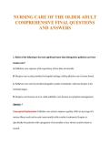 NURSING CARE OF THE OLDER ADULT&NewLine;COMPREHENSIVE FINAL QUESTIONS&NewLine;AND ANSWERS