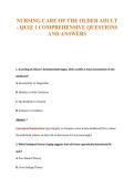 NURSING CARE OF THE OLDER ADULT&NewLine;- QUIZ 1 COMPREHENSIVE QUESTIONS&NewLine;AND ANSWERS