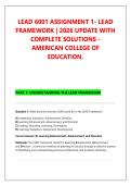 LEAD 6001 ASSIGNMENT 1- LEAD &NewLine;FRAMEWORK &vert; 2026 UPDATE WITH &NewLine;COMPLETE SOLUTIONS -&NewLine;AMERICAN COLLEGE OF &NewLine;EDUCATION