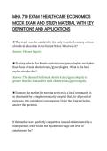 MHA 710 EXAM 1 HEALTHCARE ECONOMICS&NewLine;MOCK EXAM AND STUDY MATERIAL WITH KEY&NewLine;DEFINITIONS AND APPLICATIONS