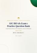 ASU BIO 181 Exam 1 Question Bank 2026&sol;2027 with Verified Answers & Detailed Rationales&NewLine;&NewLine;