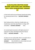 Club Pilates Written Exam Review Questions and Answers 2026&NewLine;&NewLine;