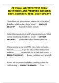 CP Final Written Test Exam questions and verified answer&semi; 100- correct&semi; 2026- 2027 update
