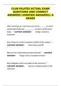 Club Pilates actual exam questions and correct answers &lpar;verified answers&rpar;&semi; a grade