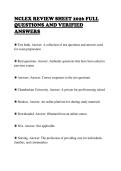 NCLEX REVIEW SHEET 2026 FULL&NewLine;QUESTIONS AND VERIFIED&NewLine;ANSWERS