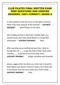 Club Pilates Final Written Exam Prep Questions and Verified Answers&NewLine;&NewLine;
