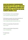 NCLEX RN PEARSON COMPREHENSIVE&NewLine;EXAMINATION TEST WITH ALL QUESTIONS&NewLine;AND WELL ELABORATED ANSWERS WITH&NewLine;RATIONALES FULL SOLUTION TOP RATED&NewLine;ALREADY GRADED A PLUS