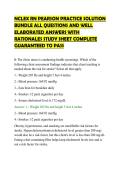 NCLEX RN PEARSON PRACTICE SOLUTION&NewLine;BUNDLE ALL QUESTIONS AND WELL&NewLine;ELABORATED ANSWERS WITH&NewLine;RATIONALES STUDY SHEET COMPLETE&NewLine;GUARANTEED TO PASS