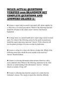 NCLEX ACTUAL QUESTIONS&NewLine;VERIFIED 2026 BRANDNEW SET&NewLine;COMPLETE QUESTIONS AND&NewLine;ANSWERS GRADED A&plus;
