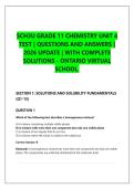 SCH3U GRADE 11 CHEMISTRY UNIT 3 &NewLine;TEST &vert; QUESTIONS AND ANSWERS &vert; 2026 &NewLine;UPDATE &vert; 100&percnt; CORRECT - ONTARIO &NewLine;VIRTUAL SCHOOL&period;