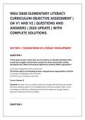 WGU D668 ELEMENTARY LITERACY &NewLine;CURRICULUM OBJECTIVE ASSESSMENT &vert; &NewLine;OA V1 AND V2 &vert; QUESTIONS AND &NewLine;ANSWERS &vert; 2026 UPDATE &vert; WITH &NewLine;COMPLETE SOLUTIONS&period;
