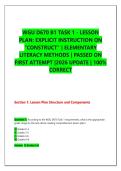WGU D670 B1 TASK 1 - LESSON &NewLine;PLAN&colon; EXPLICIT INSTRUCTION ON &NewLine;"CONSTRUCT" &vert; ELEMENTARY &NewLine;LITERACY METHODS &vert; PASSED ON &NewLine;FIRST ATTEMPT &vert;2026 UPDATE &vert; 100&percnt; &NewLine;CORRECT