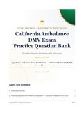 California Ambulance DMV Exam Practice Questions 2026&sol;2027 with Verified Answers & Detailed Rationales&NewLine;&NewLine;