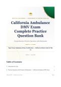 California Ambulance DMV Exam Complete Question Bank 2026&sol;2027 with Verified Answers & Detailed Rationales&NewLine;&NewLine;
