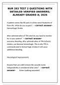 NUR 283 Test 2 Questions with detailed verified answers&semi; already graded a&semi; 2026