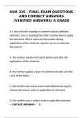 NUR 315 Final Exam Complete Question Bank With Verified Answers and Detailed Rationales Covering Pediatrics Maternity Renal Hepatic and Respiratory Nursing&NewLine;&NewLine;