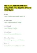 MICHIGAN LIFE INSURANCE STATE&NewLine;EVALUATION FULL SOLUTION UPDATED&NewLine;STUDY GUIDE
