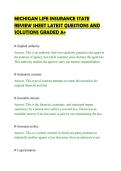 MICHIGAN LIFE INSURANCE STATE&NewLine;REVIEW SHEET LATEST QUESTIONS AND&NewLine;SOLUTIONS GRADED A&plus;&NewLine;