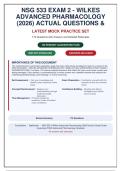 NSG 533 Exam 2 - Wilkes Advanced Pharmacology &lpar;2026&rpar;&colon; 170 Actual Q&A with Rationales &vert; 100&percnt; Guaranteed Pass