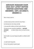 ServSafe Manager Exam 2026-2027 Latest Edition Verified Questions and Answers 100&percnt; Accurate A&plus; Graded for Food Safety Certification Success&NewLine;&NewLine;