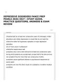 DEPRESSIVE DISORDERS PANCE PREP PEARLS 2026&sol;2027 &vert; STUDY GUIDE&comma; PRACTICE QUESTIONS&comma; ANSWERS & EXAM REVIEW