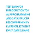 Introduction to Java Programming and Data Structures&colon; Comprehensive Version &lpar;12th Edition&rpar; by Daniel Liang &ndash; Test Bank &ndash; Practice Questions with Answers
