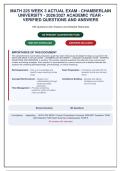 MATH 225 Week 3 Actual Exam Chamberlain University 2026 2027 Academic Year Verified Quest