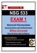 NSG 533 Exam 1 Pharmacology AP &ndash; Actual Questions & Answers &lpar;Wilkes&rpar; &lpar;Latest PDF&rpar;