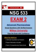 Wilkes NSG 533 Exam 2 Pharmacology &ndash; Actual Questions & Answers &lpar;Latest PDF&rpar;